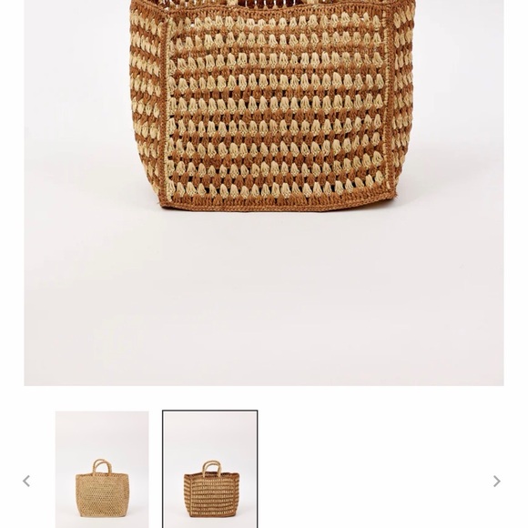 Hat Attack Woven Brown and Cream Tote - Picture 2 of 2